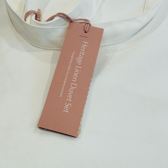 Saatva Heritage Flax Linen Queen Duvet Cover and Sham Pillow Case Set Beige - Picture 8 of 12